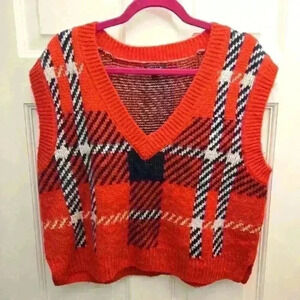 Wild Fable Knitted Striped Red Vest,Size M